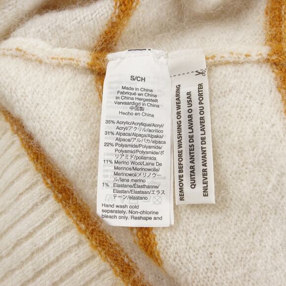 J Crew Alpaca Striped Orange Ivory Cream Crewneck Sweater Womens Sz S - Picture 10 of 11